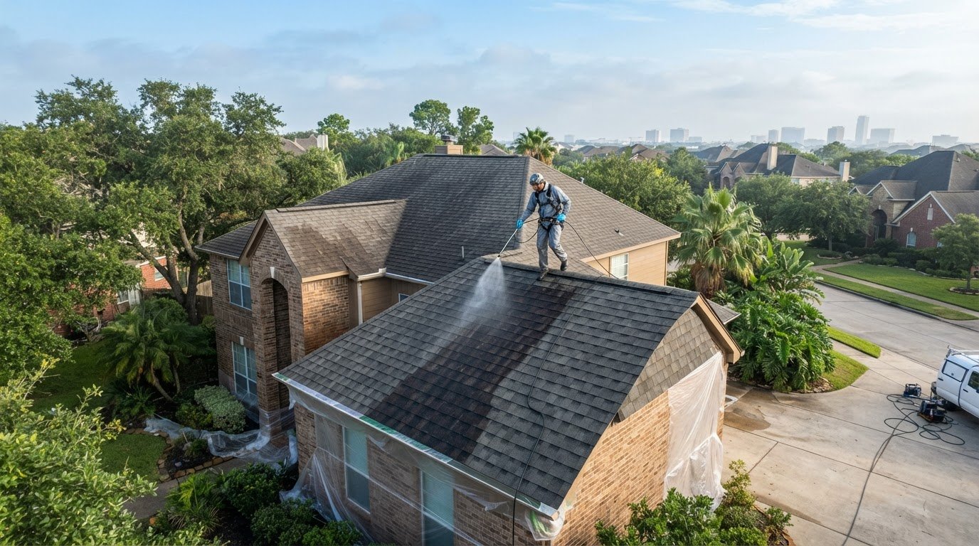 Asphalt Shingle Soft Washing in Houston: A Homeowner’s Buying Guide
